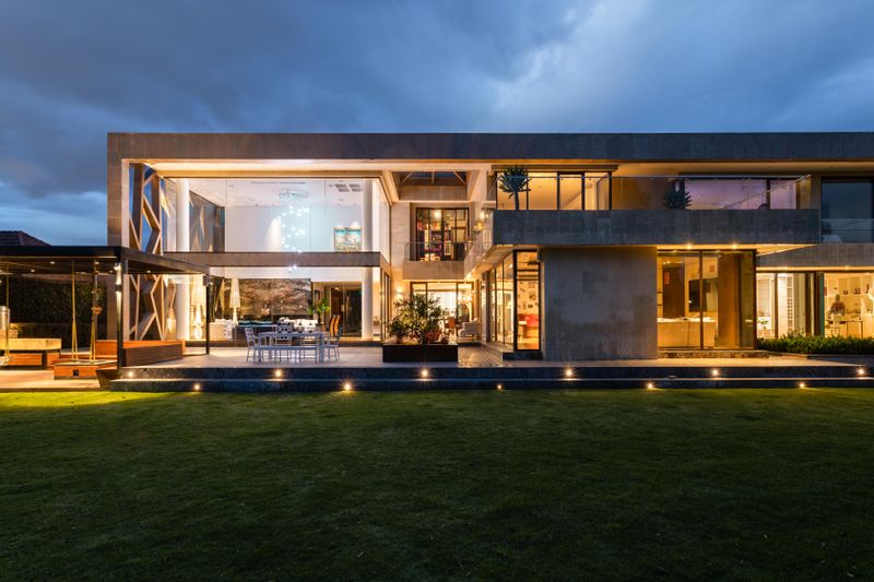 Home illuminated at dusk